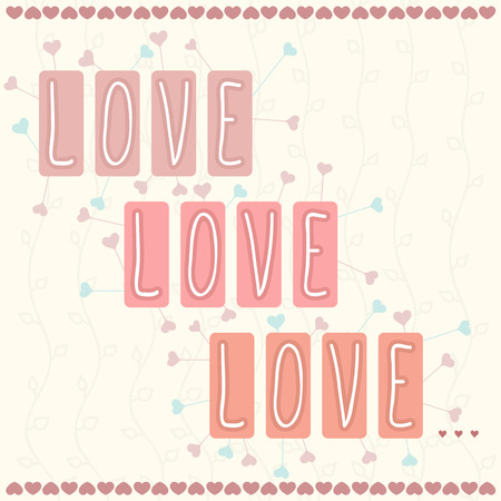 Gift card. Valentine's Day. Love, love, love... Vector illustrationのイラスト素材
