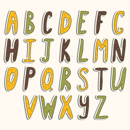 Cute vector alphabet. Cartoon alphabet design. Vector illustrationのイラスト素材