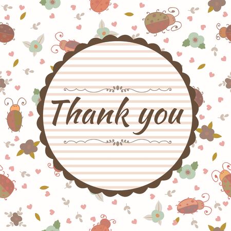 Thank you card. Floral frame. Vector illustrationのイラスト素材