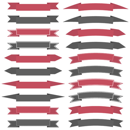 Vector set of grey and red ribbons. Vector illustrationのイラスト素材