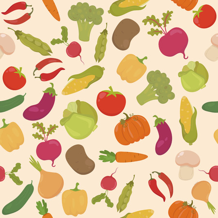 Vegetables seamless  pattern in vector. Vector illustrationのイラスト素材