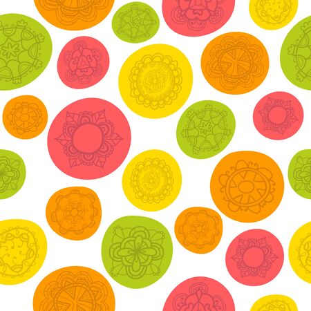 Ethnic seamless pattern with colorful floral ornament. Vector illustrationのイラスト素材