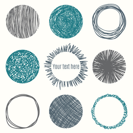 Hand drawn circle banners. Scribble Shapes. Vector illustrationのイラスト素材
