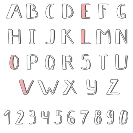 Hand drawn cute alphabet. Comic Cartoon Font. Vector illustrationのイラスト素材