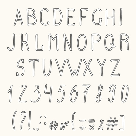 Hand drawn grunge font.  Hand drawn letters and numbers. Vector illustrationのイラスト素材