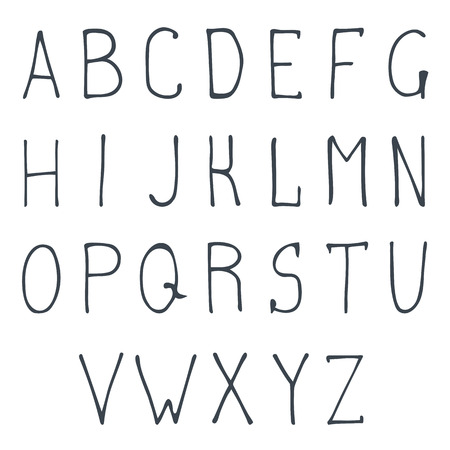 Hand drawn sketch alphabet. Handwritten font. Vector illustrationのイラスト素材