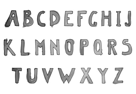 Hand drawn watercolor alphabet. Alphabet letters. Vector illustrationのイラスト素材