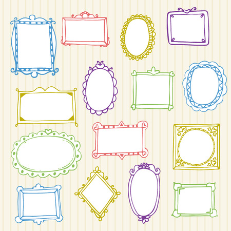 Set of hand drawn frames. Hand drawn design elements. Vector illustrationのイラスト素材