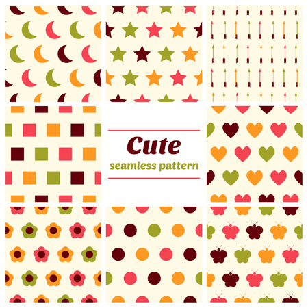 Set of cute seamless patterns. Vector illustrationのイラスト素材