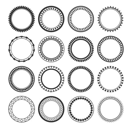 Collection of ethnic borders. Round frames isolated on white background. のイラスト素材