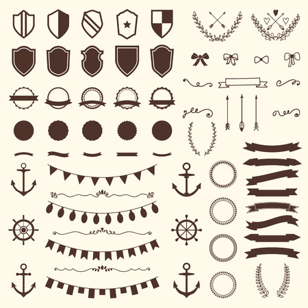 Collection of shields, badges and labels.のイラスト素材