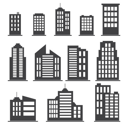 Building icons set. Vector illustrationのイラスト素材