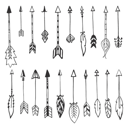 Collection of hand drawn arrows. Vector illustrationのイラスト素材