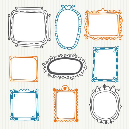 Cute hand drawn frames. Vintage photo frames. Vector illustrationのイラスト素材