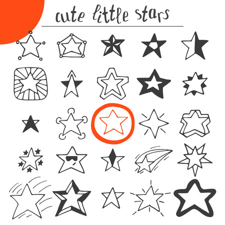 Hand drawn cute little stars. Vector illustrationのイラスト素材