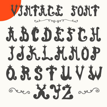 Hand drawn vintage font. Vector alphabet. Vector illustrationのイラスト素材