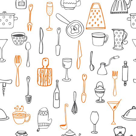 Seamless pattern with kitchen utensilのイラスト素材