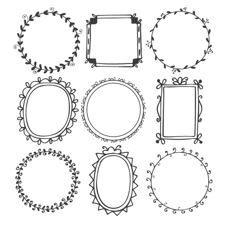 Romantic hand drawn frames. Vector illustrationのイラスト素材