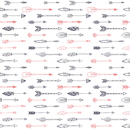 Seamless ethnic pattern with arrows. Hand drawn set. Vector illustrationのイラスト素材