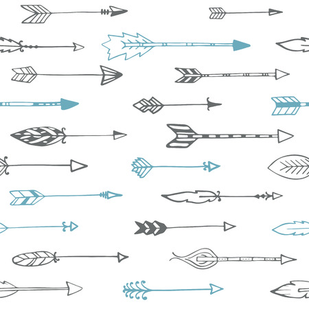 Seamless pattern with hand drawn arrows. Vector illustrationのイラスト素材