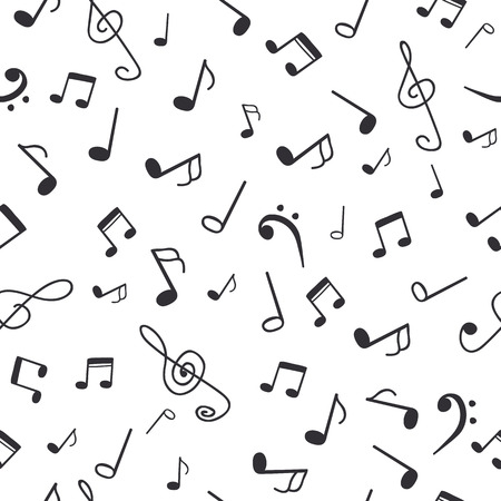 Hand drawn music notes. Music seamless pattern background. Vector illustrationのイラスト素材