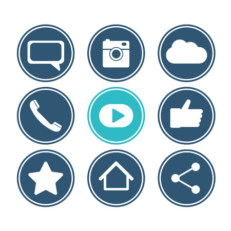 Social network icon set. Flat design collection. Vector illustrationのイラスト素材