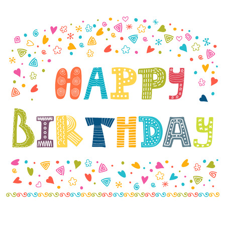 Happy Birthday greeting card. Vector illustrationのイラスト素材