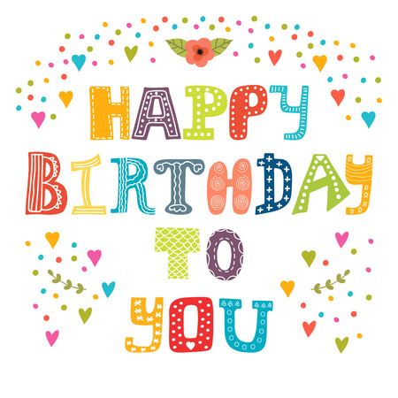Happy birthday to you. Cute greeting card. Vector illustrationのイラスト素材