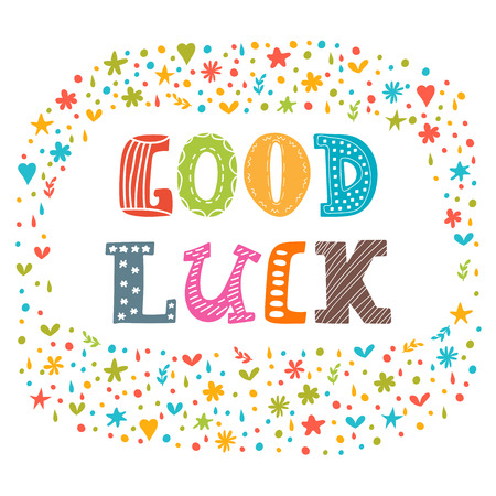 Good luck. Cute postcard. Inspirational and motivating phrase. Vector illustrationのイラスト素材