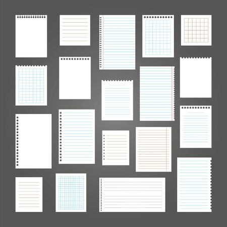 Collection of various note papers for your message on dark background. Vector illustrationのイラスト素材
