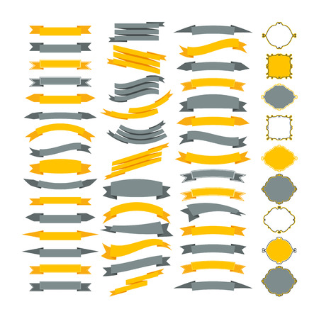 Collection of vector design elements. Big set of frames and ribbons. Designers collection. Vector illustrationのイラスト素材