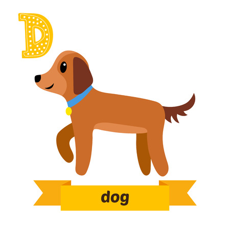 Dog. D letter. Cute children animal alphabet in vector. Funny cartoon animals. Vector illustrationのイラスト素材