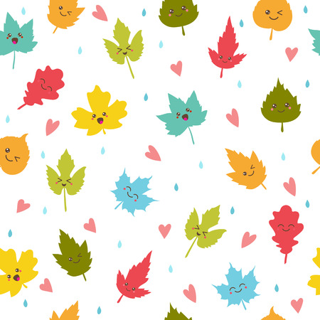 Seamless pattern with autumn leaves. Cute background.  illustrationのイラスト素材