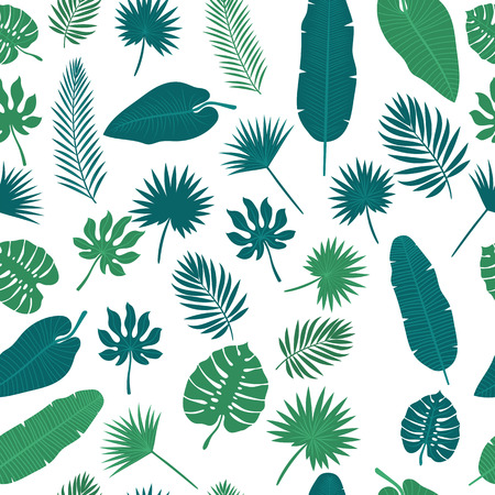 Tropical leaves seamless pattern. Floral jungle background.のイラスト素材