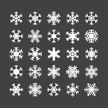 Set of different snowflakes isolated on white background. Christmas. Snowflakes icons. Vector illustrationのイラスト素材