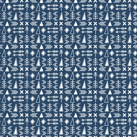 Seamless ethnic pattern. Scandinavian pattern. Tribal hand drawn background. Aztec abstract geometric art print. Vector illustrationのイラスト素材