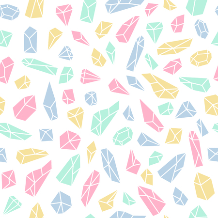 Geometric seamless pattern with crystals and diamonds. Polygonal artistic background with crystal shapes. Vector illustrationのイラスト素材