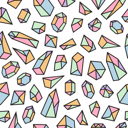 Geometric seamless pattern with crystals. Polygonal cute artistic background with crystal shapes. Vector illustrationのイラスト素材