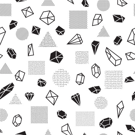 Seamless pattern with geometric shapes. Decorative background with black design elements. Vector illustrationのイラスト素材