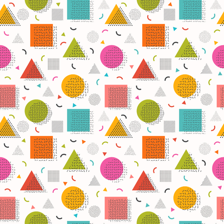 Seamless pattern with geometric shapes. Decorative background with cute design elements. Vector illustrationのイラスト素材