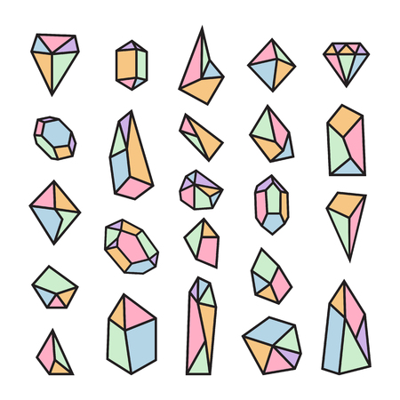 Set of geometric crystals. Trendy design elements and logotypes. Geometric shapes. Vector illustrationのイラスト素材