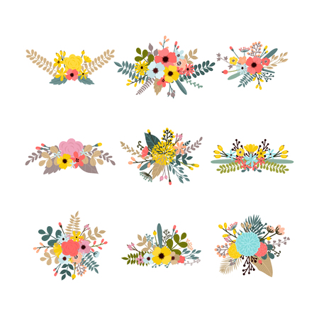 Set of floral bouquets design for decoration.のイラスト素材