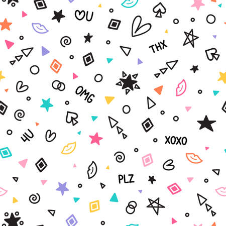 Abstract seamless pattern with different geometric design elements. Modern stylish texture. Trendy hand drawn background. Vector illustrationのイラスト素材