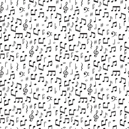 Seamless pattern with music notes. Hand drawn background with music symbols. Vector illustrationのイラスト素材