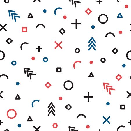 Abstract geometric seamless pattern. Memphis style. Fashion ethnic background. Vector illustration.のイラスト素材