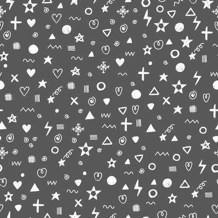 Abstract seamless pattern with different design elements. Modern stylish texture. Trendy hand drawn background. Geometric shapes. Vector illustrationのイラスト素材