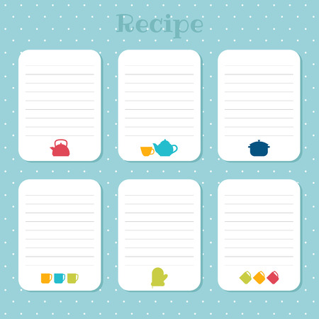 Recipe cards set. Cooking card templates. For restaurant, cafe, bakery and fast food. Vector illustrationのイラスト素材