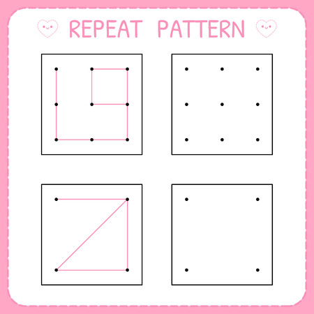 Repeat pattern. Kindergarten educational game for kids. Working page for children. Preschool worksheet for practicing motor skills. Vector illustrationのイラスト素材