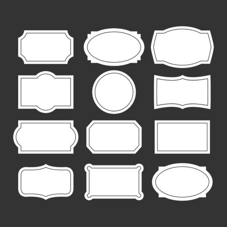 Set of vintage labels. Frames, badges, tags, sticker blank templates, wedding cards. Collection of mockups. Vector illustrationのイラスト素材