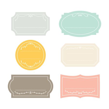 Set of vintage labels. Frames, badges, tags, sticker blank templates. Collection of wedding mockups. Vector illustrationのイラスト素材
